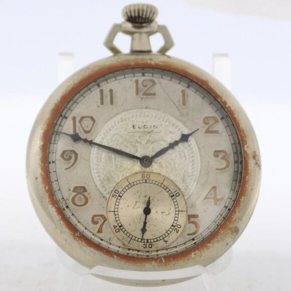 Antique 12 Size Elgin 15 Jewel Mechanical Pocket Watch 235 Nickel Running main image 4